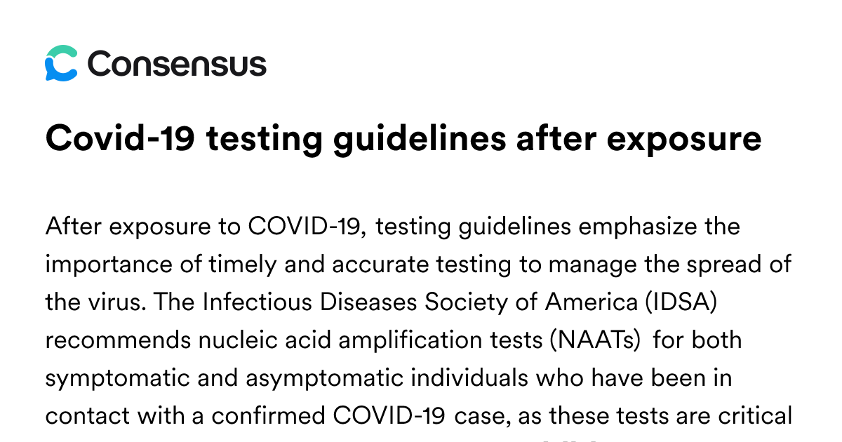 Covid-19 Testing Guidelines After Exposure - Consensus Academic Search ...
