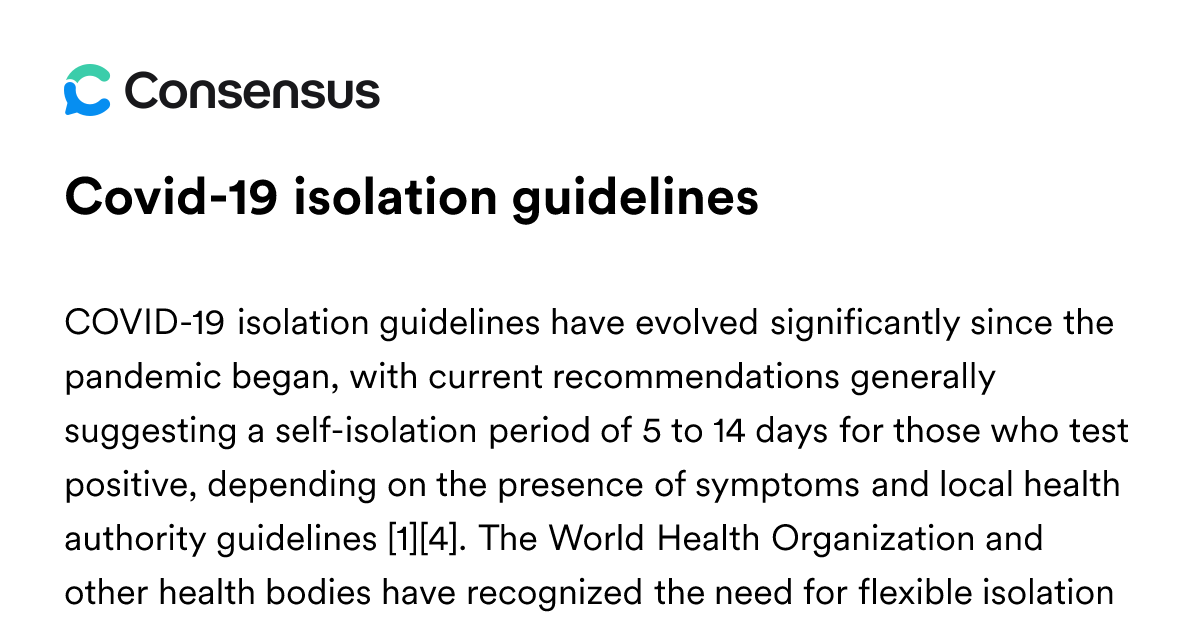 Covid-19 Isolation Guidelines - Consensus Academic Search Engine