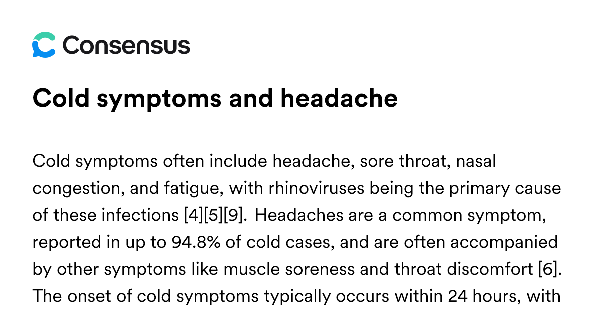 Cold Symptoms And Headache - Consensus Academic Search Engine