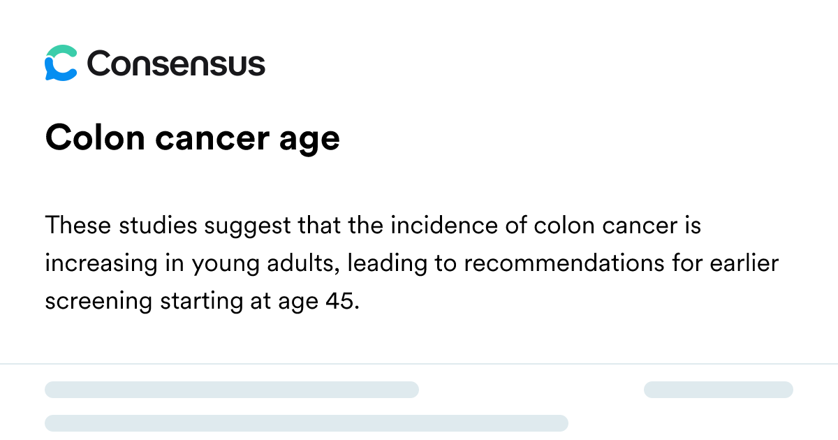 Colon Cancer Age - Consensus Academic Search Engine