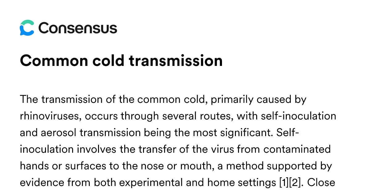 Common Cold Transmission - Consensus Academic Search Engine