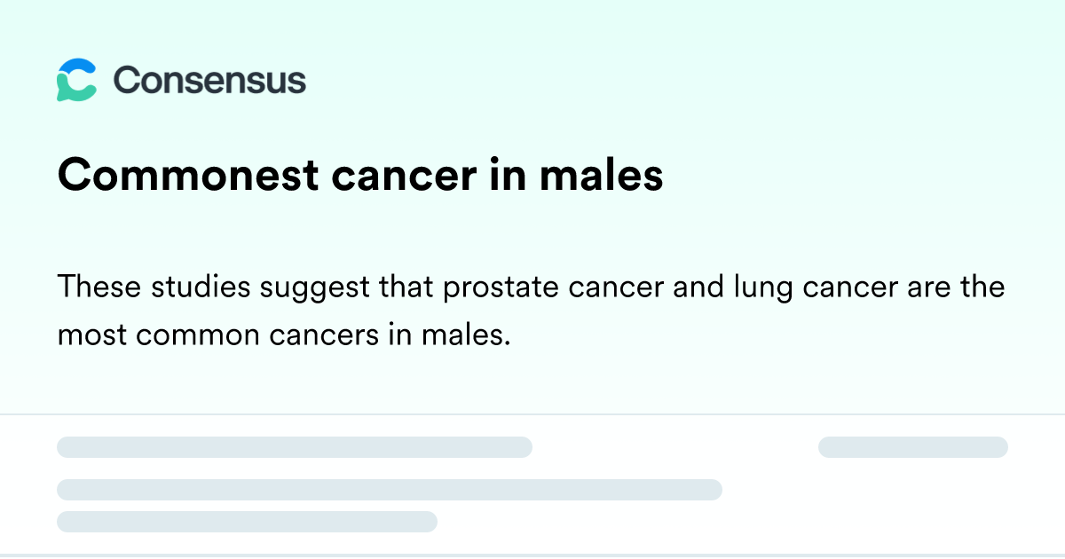 Commonest Cancer In Males - Consensus Academic Search Engine