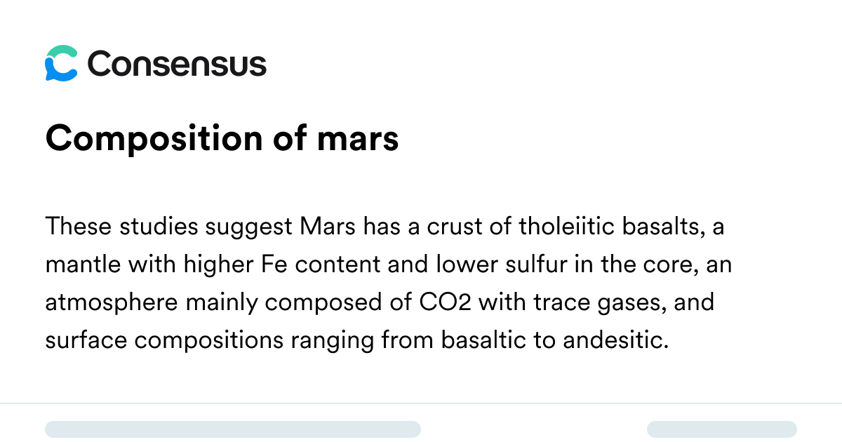 Composition Of Mars - Consensus Academic Search Engine
