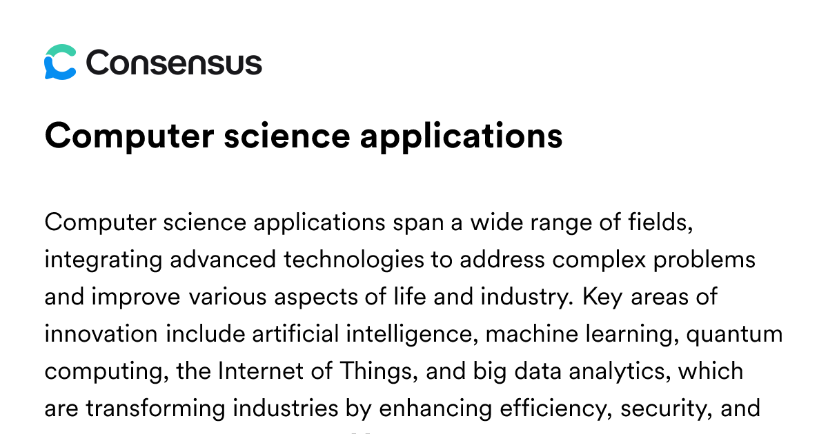 Computer Science Applications - Consensus Academic Search Engine