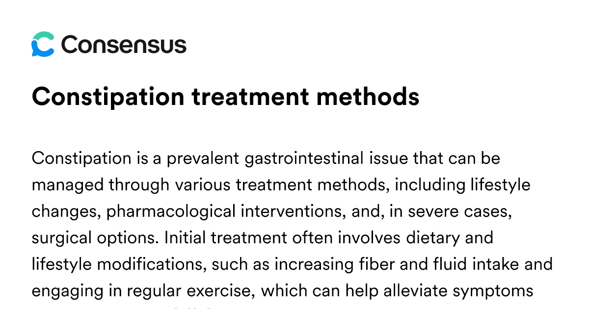 Constipation Treatment Methods - Consensus Academic Search Engine