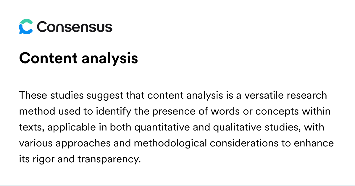 Content Analysis - Consensus Academic Search Engine