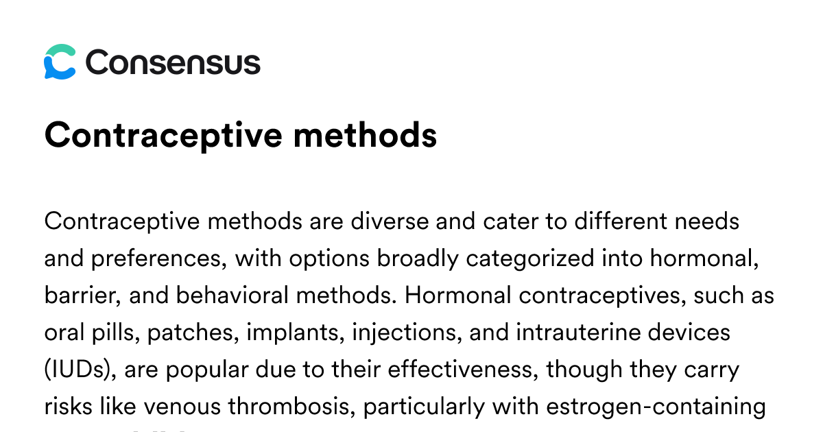 Contraceptive Methods - Consensus Academic Search Engine