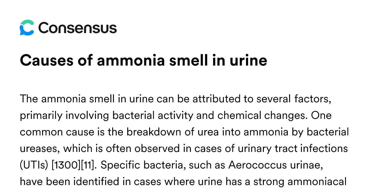 Causes Of Ammonia Smell In Urine - Consensus Academic Search Engine