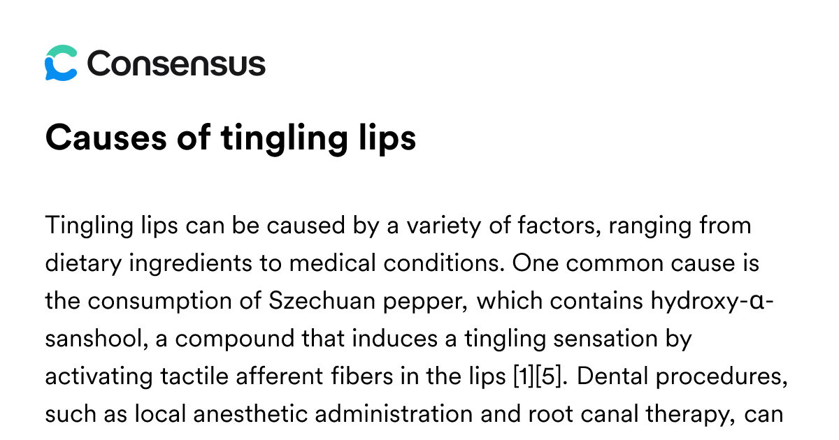 Causes Of Tingling Lips - Consensus Academic Search Engine