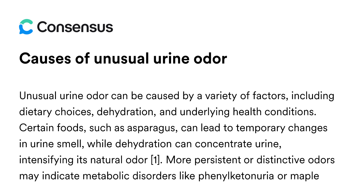 Causes Of Unusual Urine Odor - Consensus Academic Search Engine