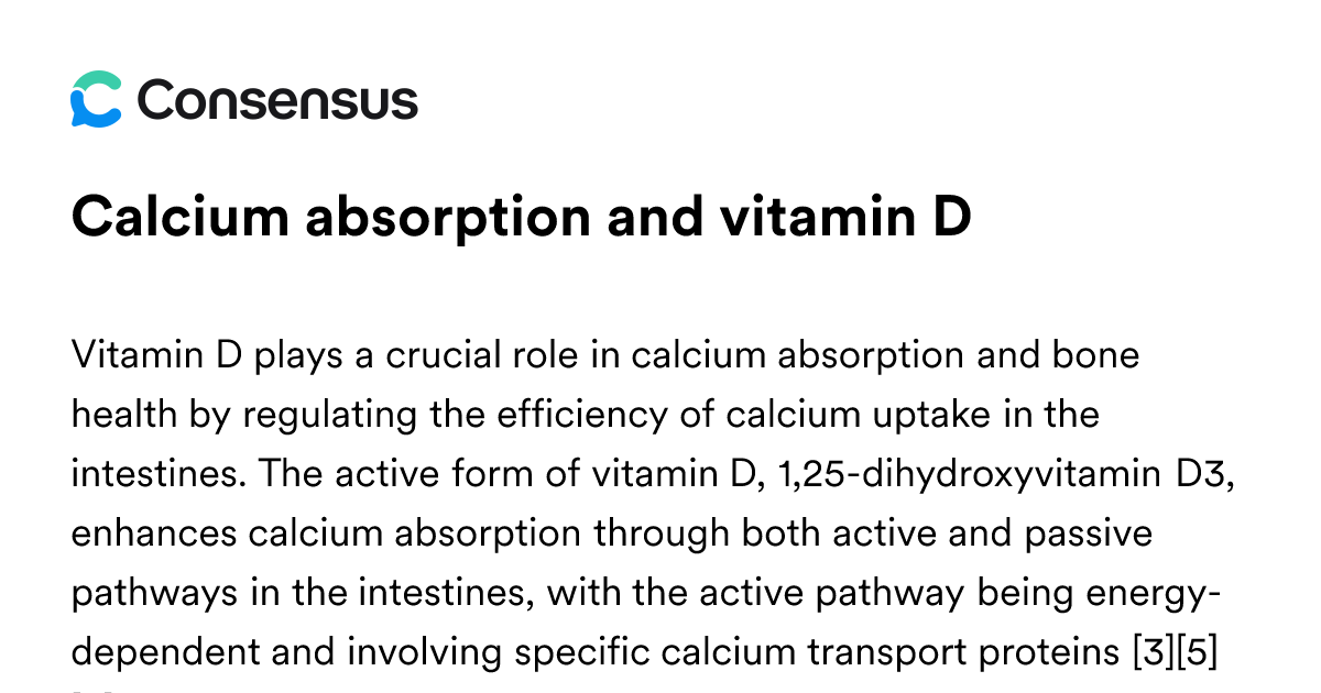 Calcium Absorption And Vitamin D - Consensus Academic Search Engine