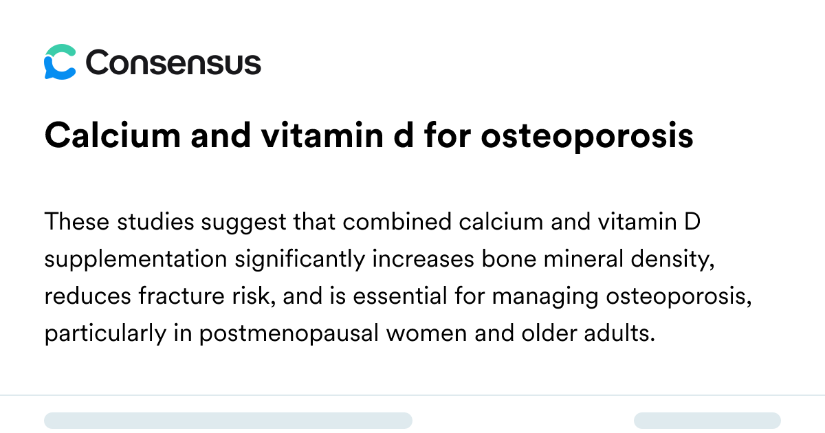 Calcium And Vitamin D For Osteoporosis - Consensus Academic Search Engine