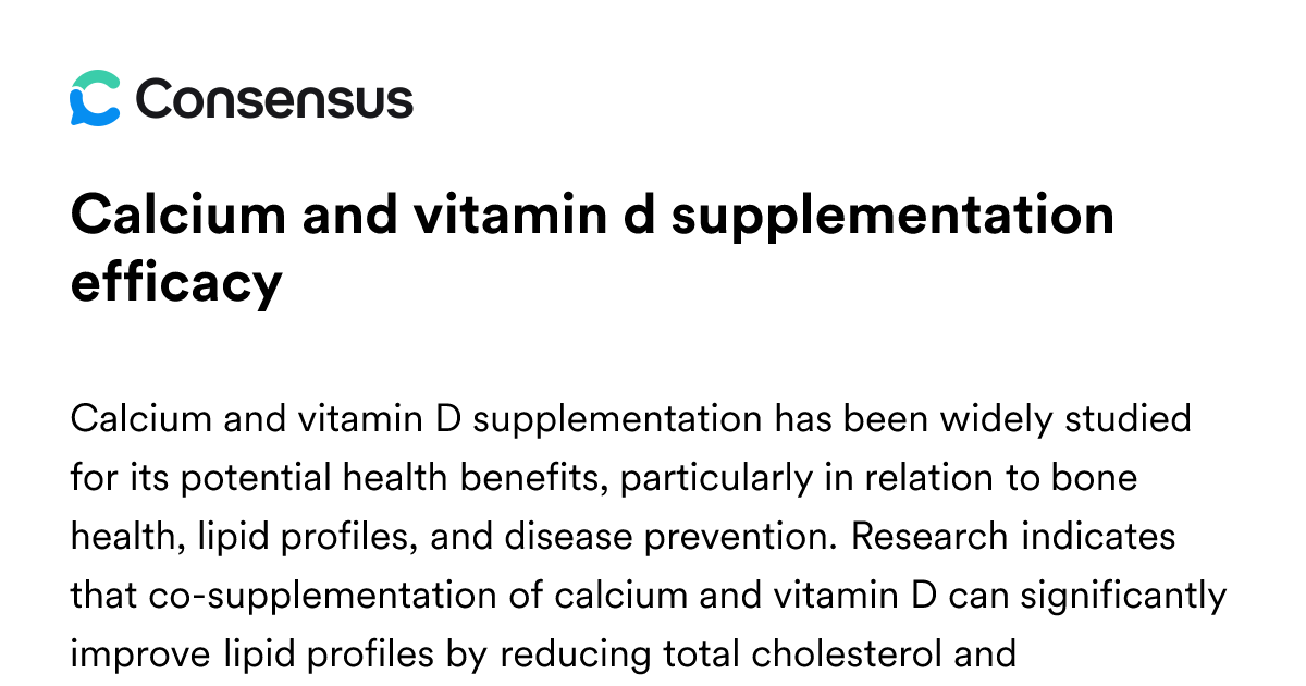 Calcium And Vitamin D Supplementation Efficacy - Consensus Academic ...