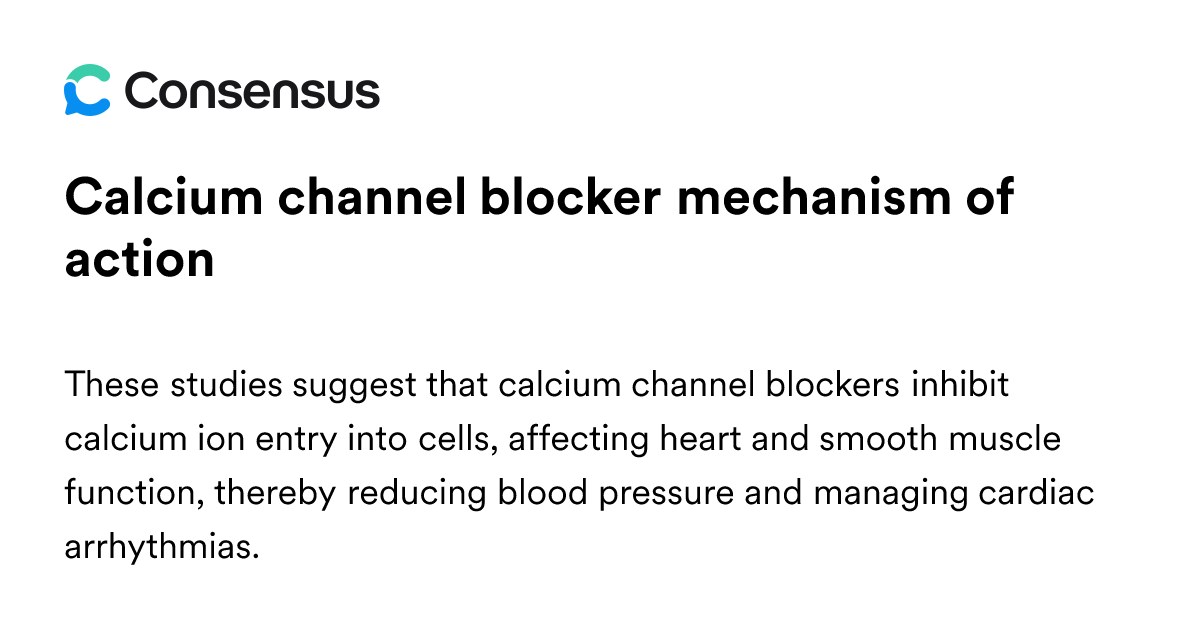 Calcium Channel Blocker Mechanism Of Action - Consensus Academic Search ...