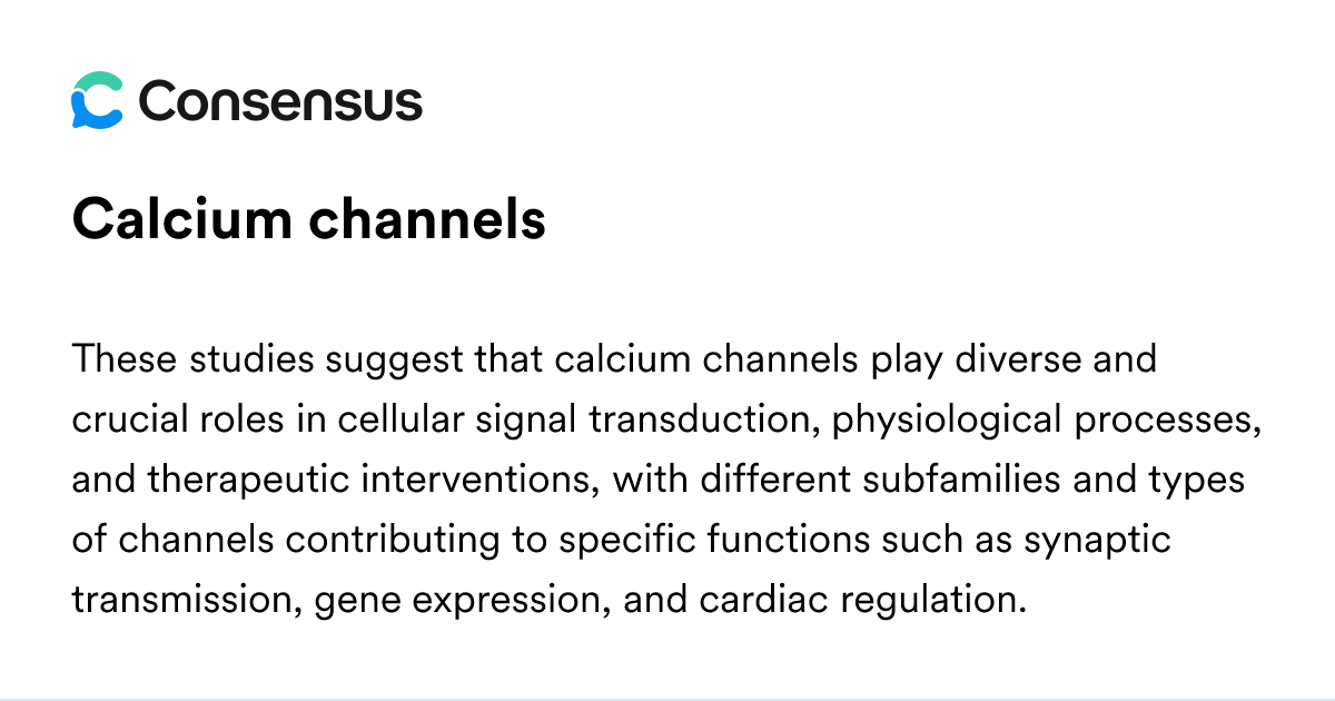 Calcium Channels - Consensus Academic Search Engine