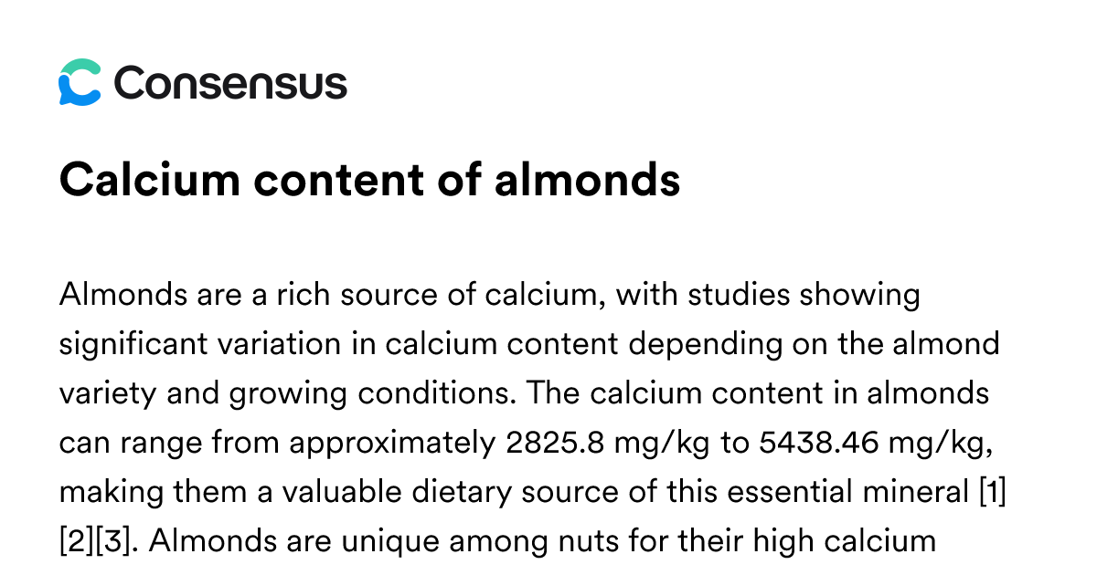 Calcium Content Of Almonds - Consensus Academic Search Engine