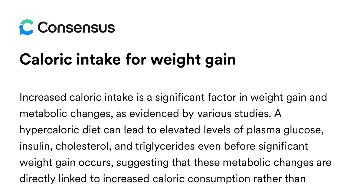Caloric Intake For Weight Gain - Consensus Academic Search Engine