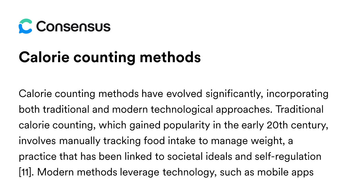 Calorie Counting Methods - Consensus Academic Search Engine