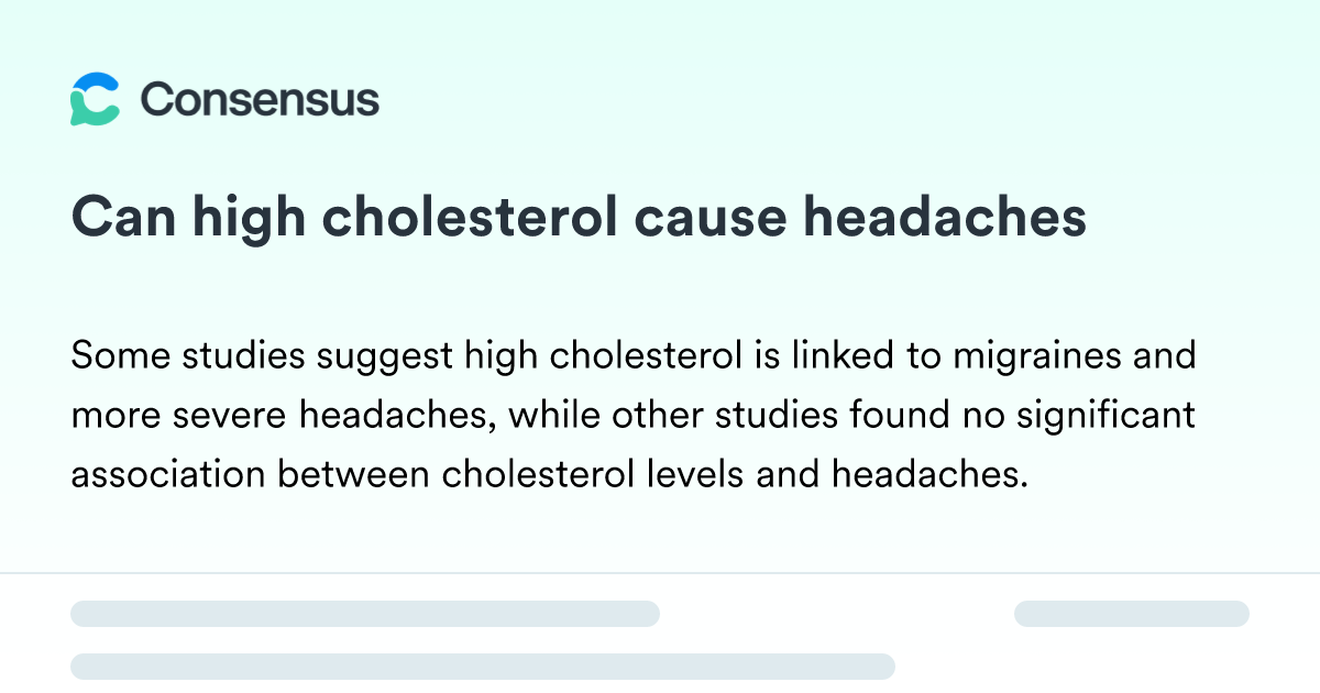 Can High Cholesterol Cause Headaches - Consensus Academic Search 