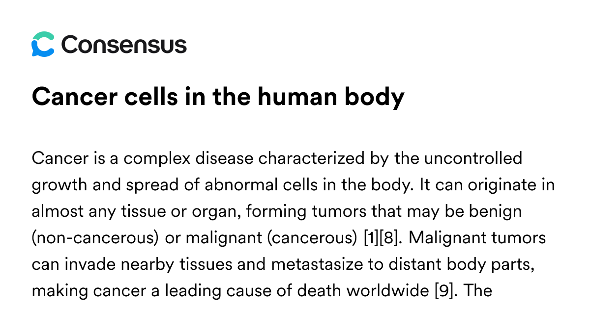 Cancer Cells In The Human Body - Consensus Academic Search Engine
