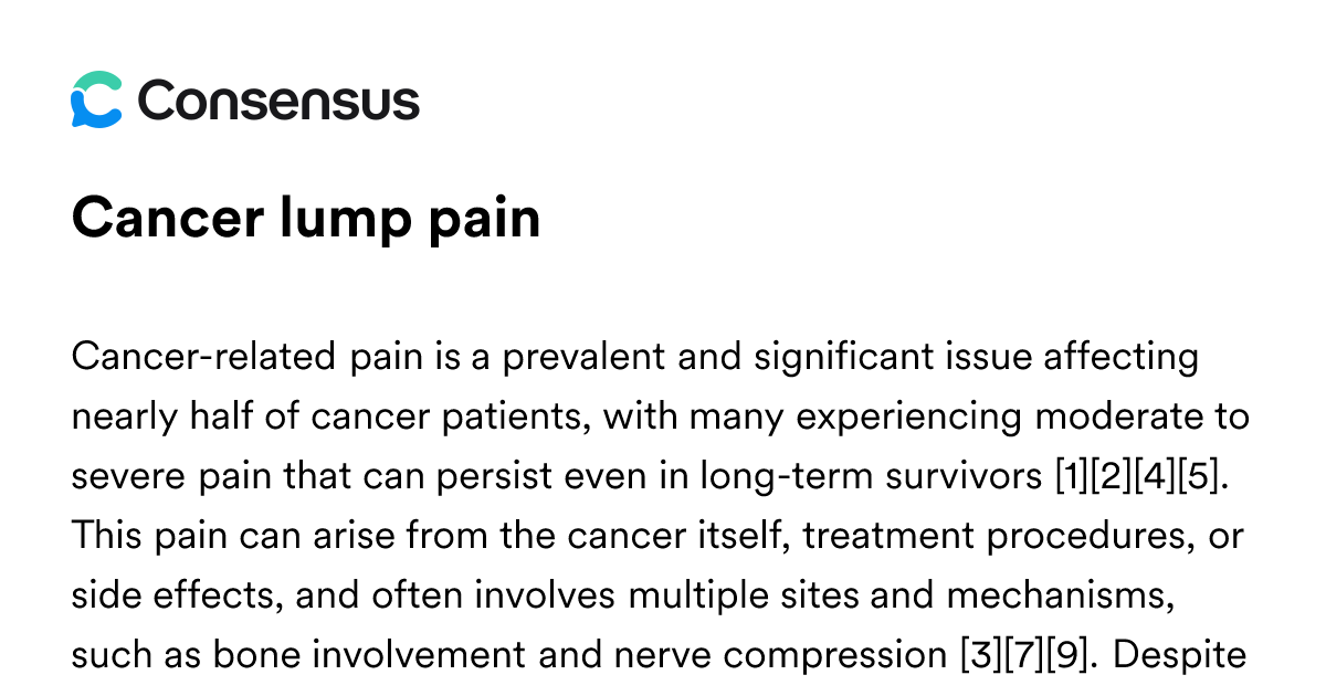 Cancer Lump Pain - Consensus Academic Search Engine