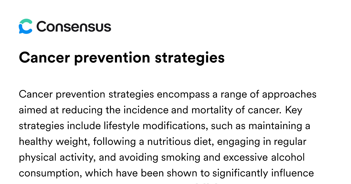 Cancer Prevention Strategies - Consensus Academic Search Engine