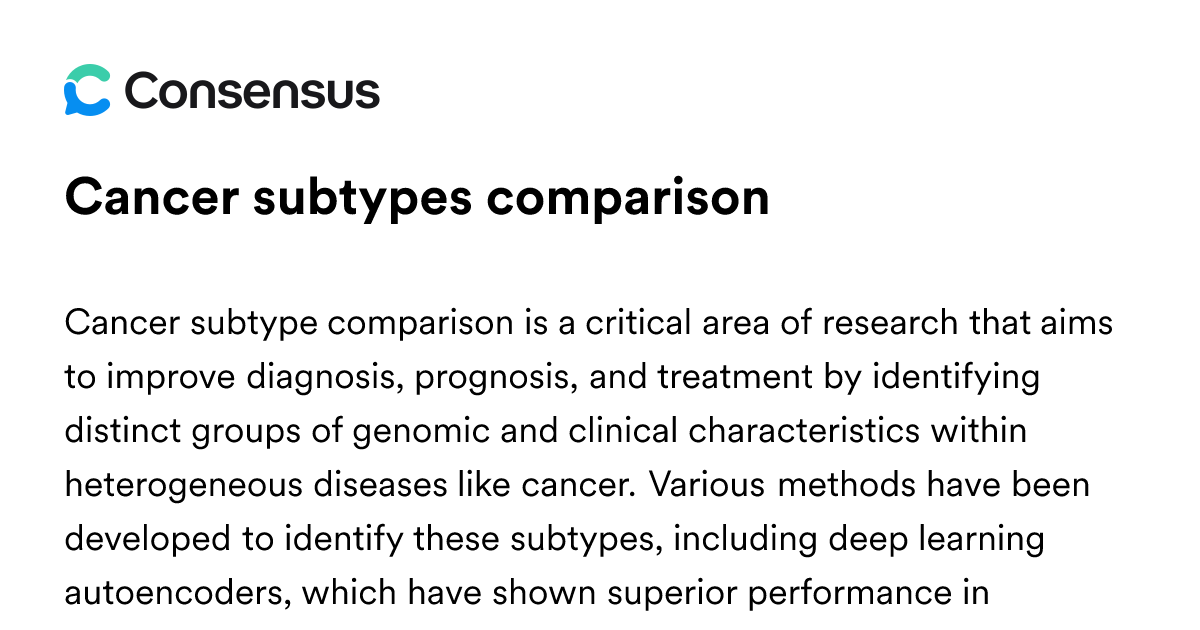 Cancer Subtypes Comparison - Consensus Academic Search Engine