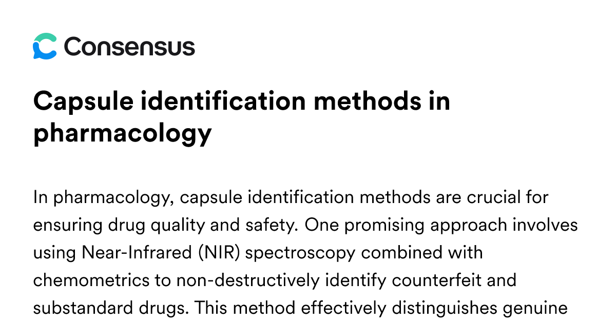 Capsule Identification Methods In Pharmacology - Consensus Academic ...