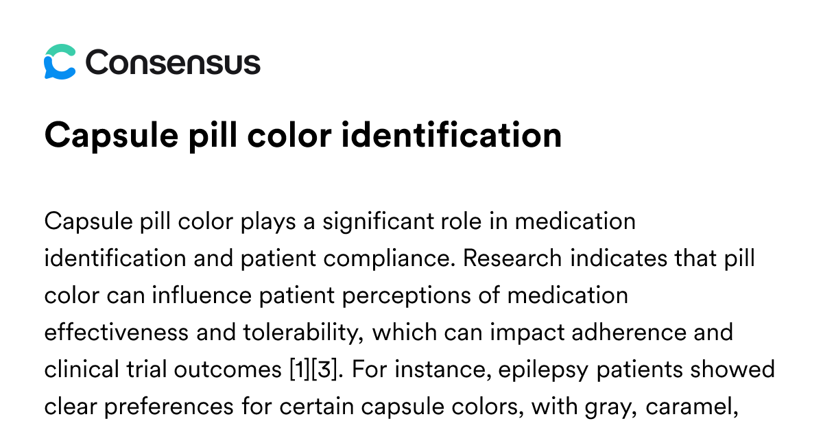 Capsule Pill Color Identification - Consensus Academic Search Engine