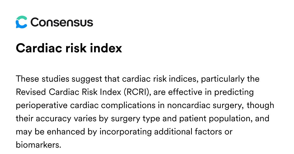 Cardiac Risk Index - Consensus Academic Search Engine