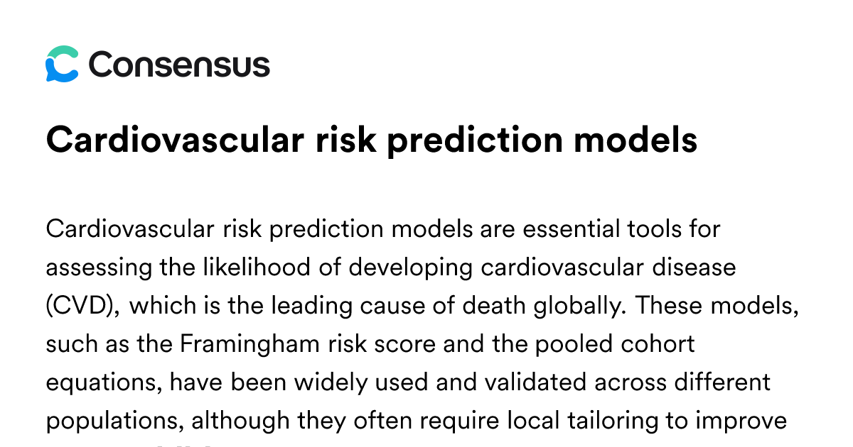 Cardiovascular Risk Prediction Models - Consensus Academic Search Engine