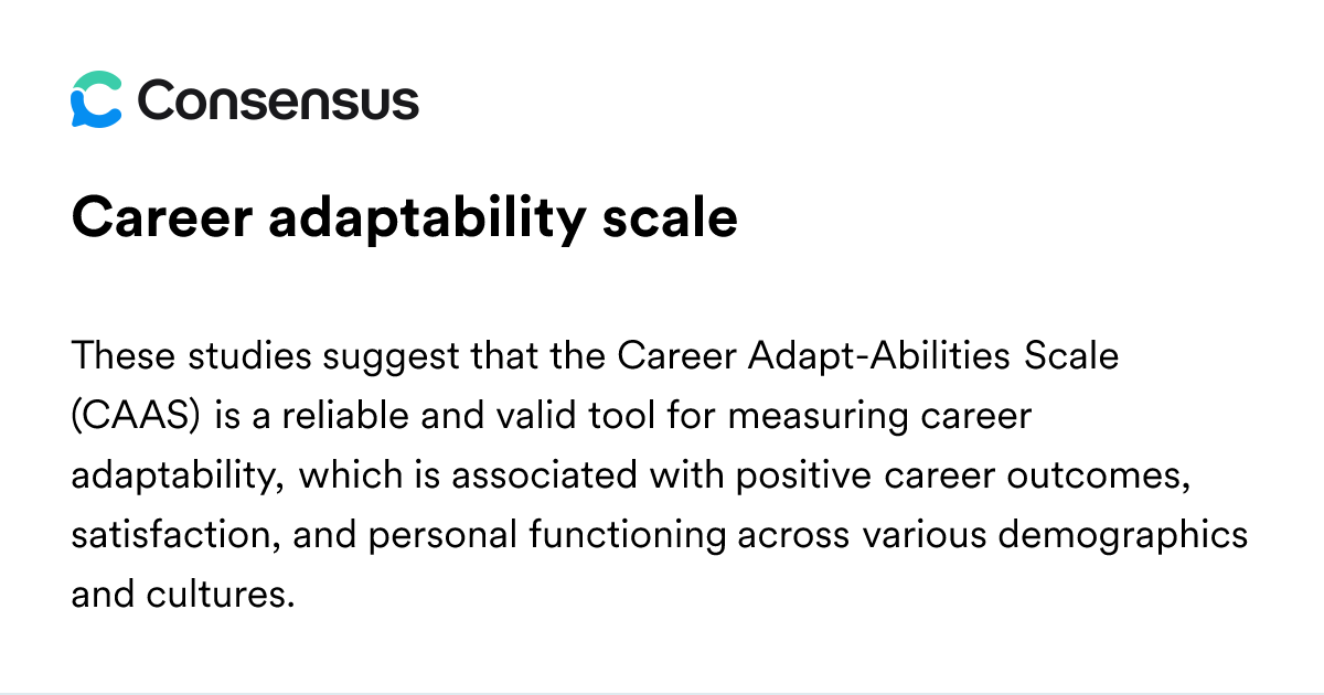 Career Adaptability Scale - Consensus Academic Search Engine