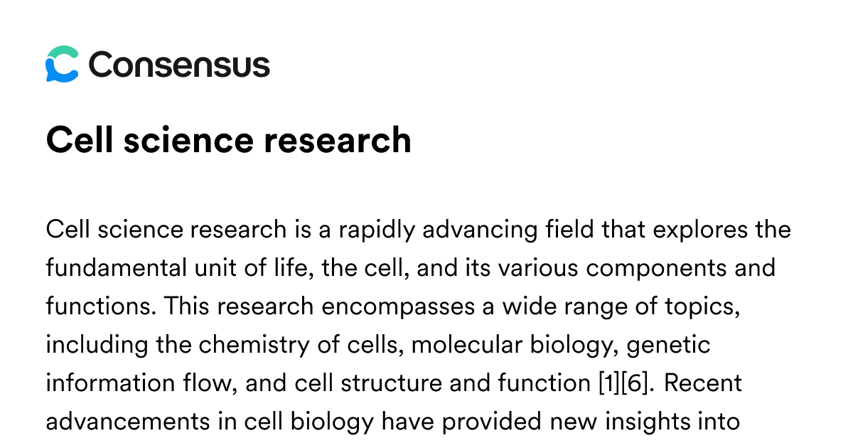 Cell Science Research - Consensus Academic Search Engine