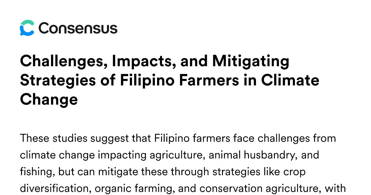 Challenges, Impacts, And Mitigating Strategies Of Filipino Farmers In ...