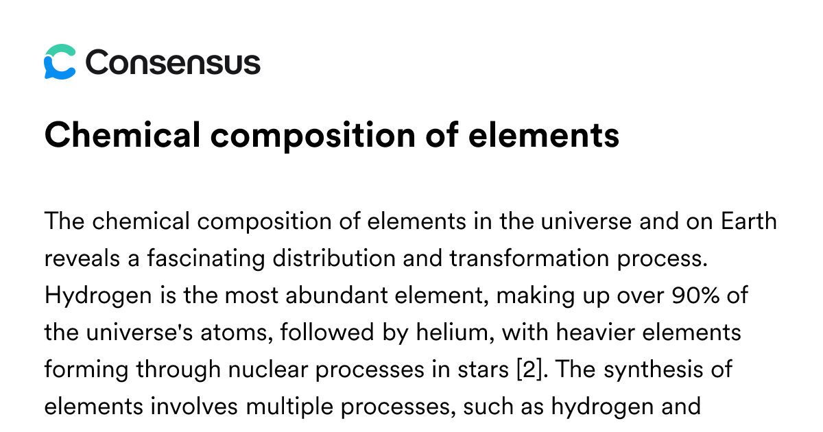 Chemical Composition Of Elements - Consensus Academic Search Engine