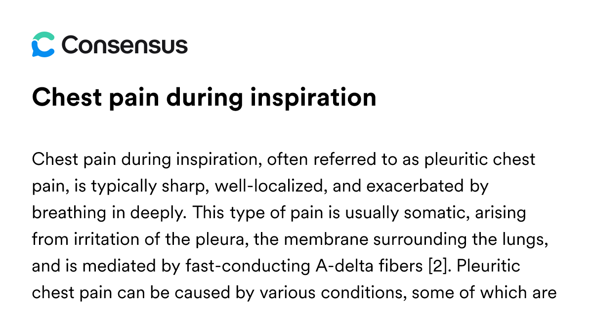 Chest Pain During Inspiration - Consensus Academic Search Engine