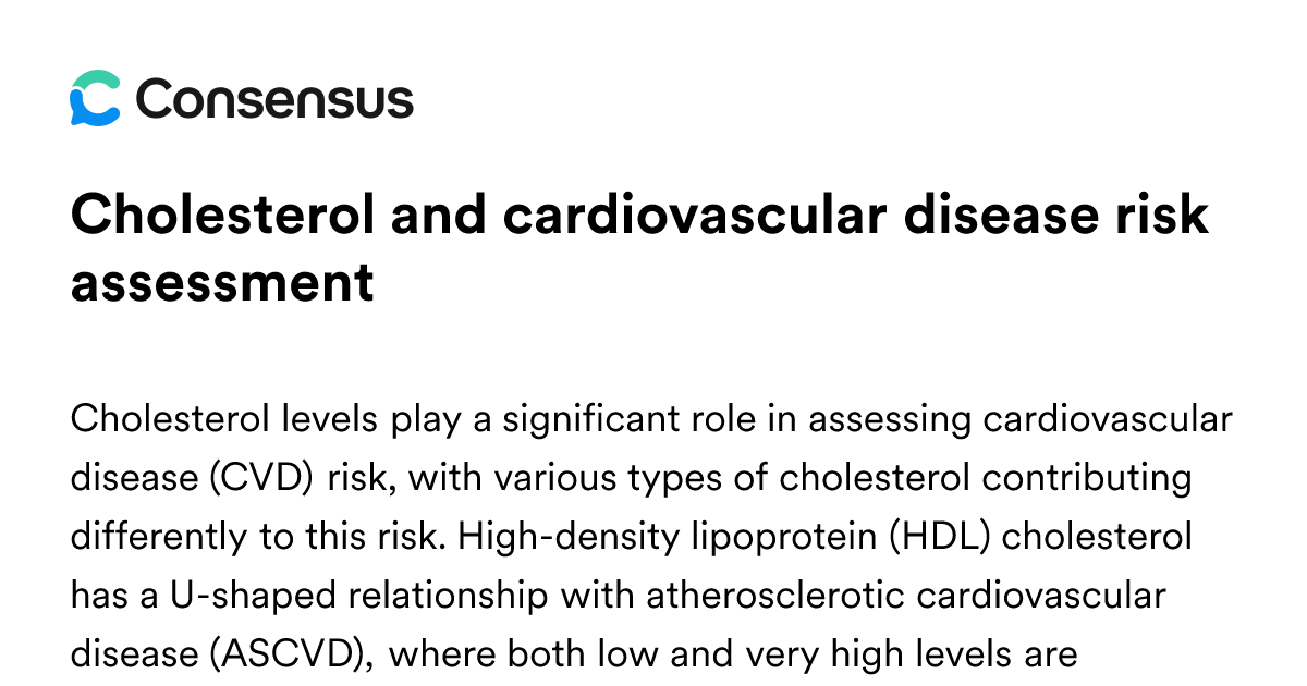 Cholesterol And Cardiovascular Disease Risk Assessment - Consensus ...