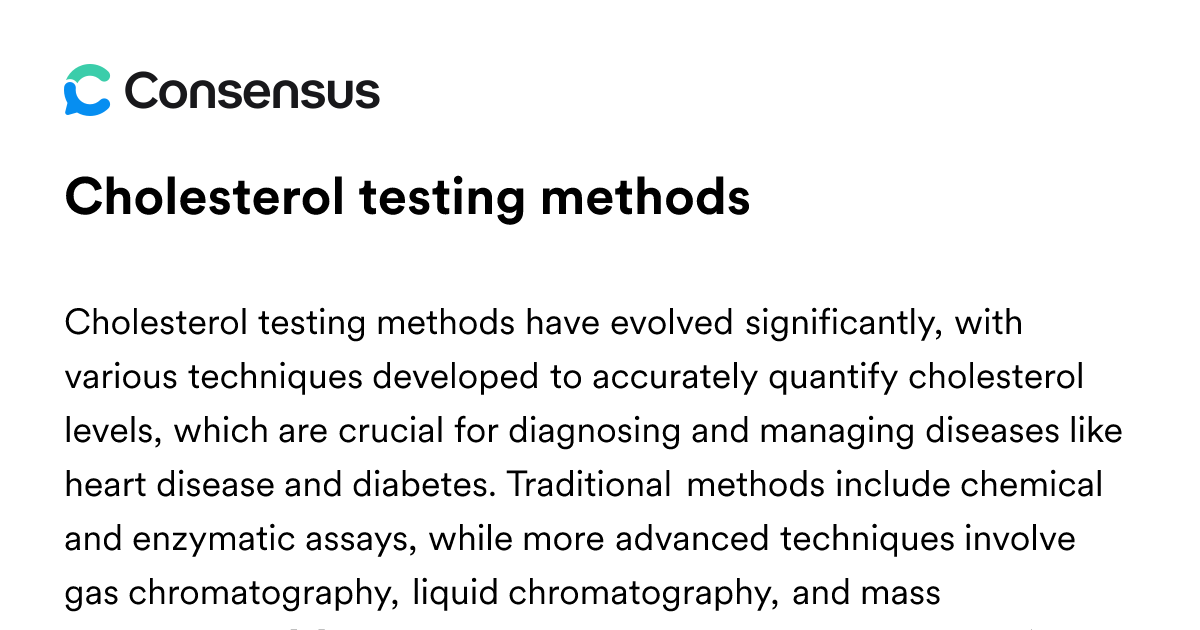 Cholesterol Testing Methods - Consensus Academic Search Engine