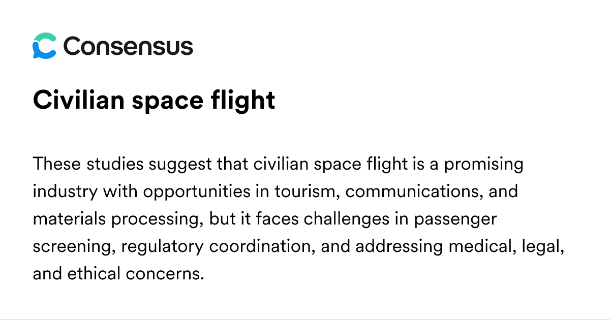 Civilian Space Flight - Consensus Academic Search Engine