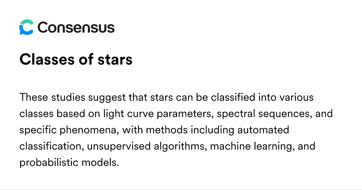 Classes Of Stars - Consensus Academic Search Engine