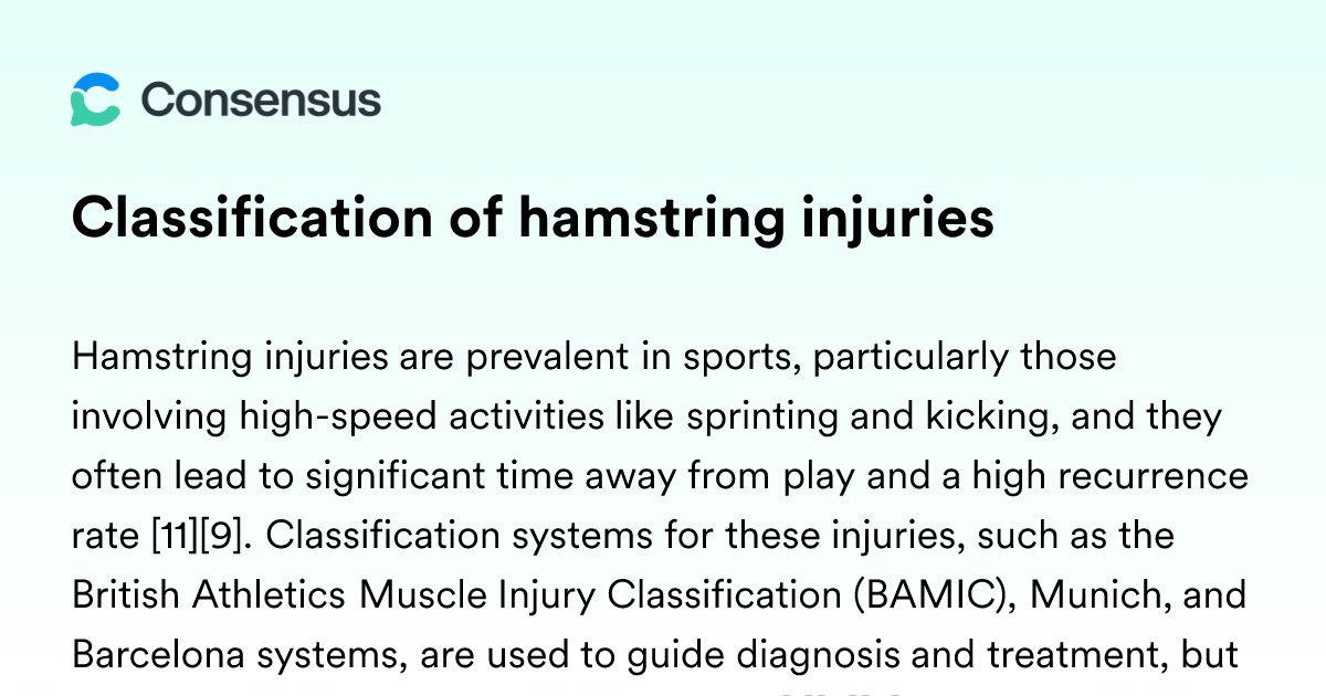 Classification Of Hamstring Injuries - Consensus Academic Search Engine