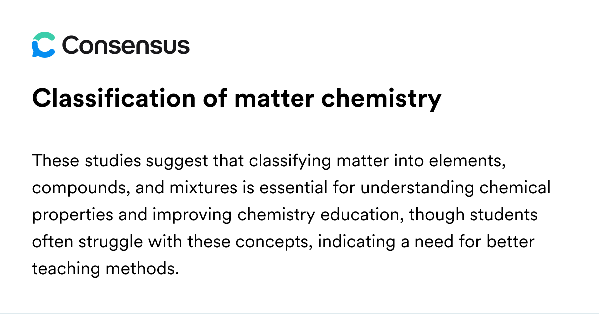 Classification Of Matter Chemistry - Consensus Academic Search Engine