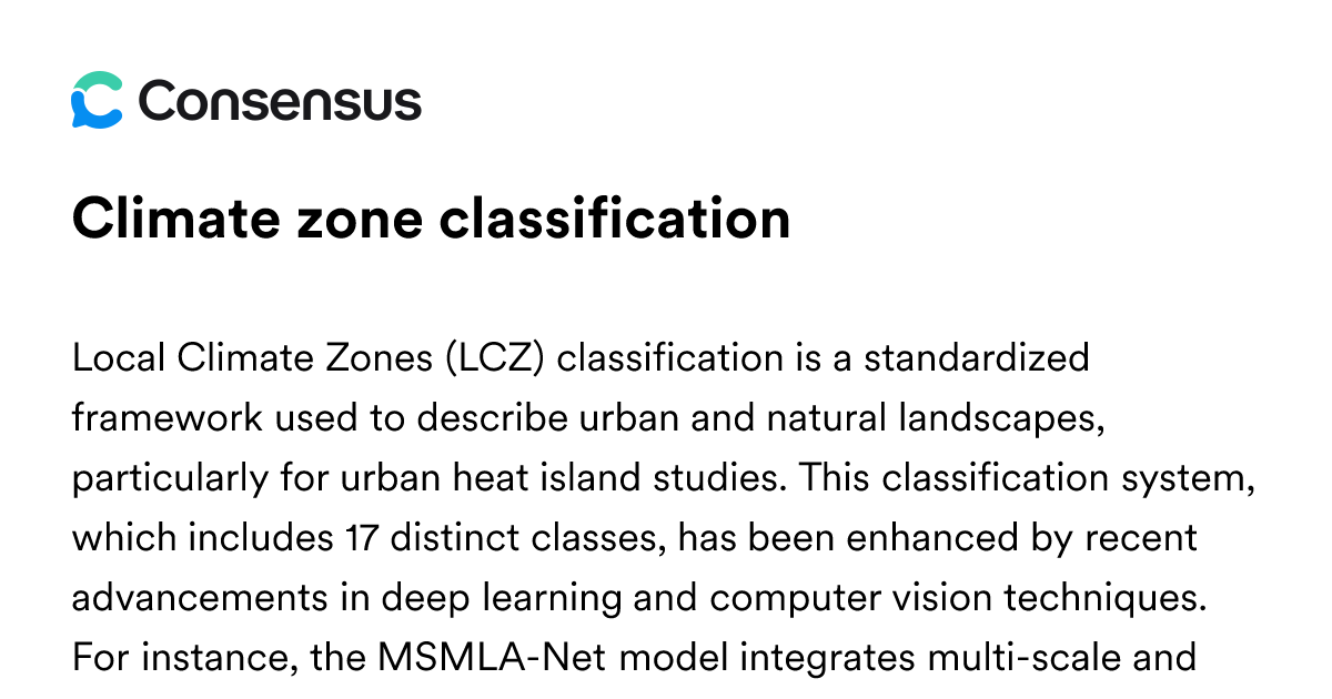 Climate Zone Classification - Consensus Academic Search Engine