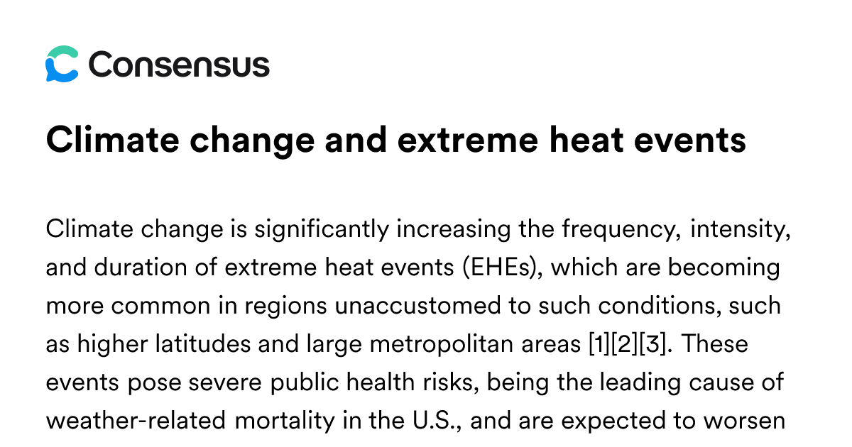 Climate Change And Extreme Heat Events - Consensus Academic Search Engine