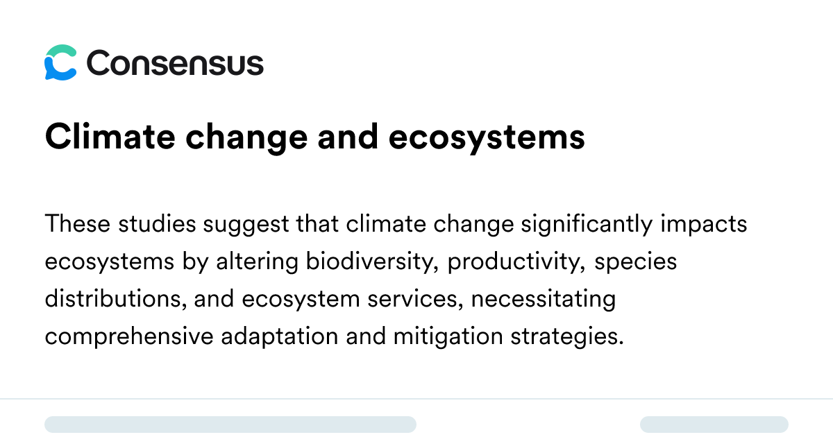 Climate Change And Ecosystems - Consensus Academic Search Engine