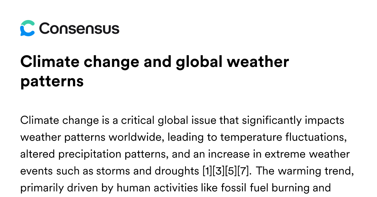 Climate Change And Global Weather Patterns - Consensus Academic Search ...