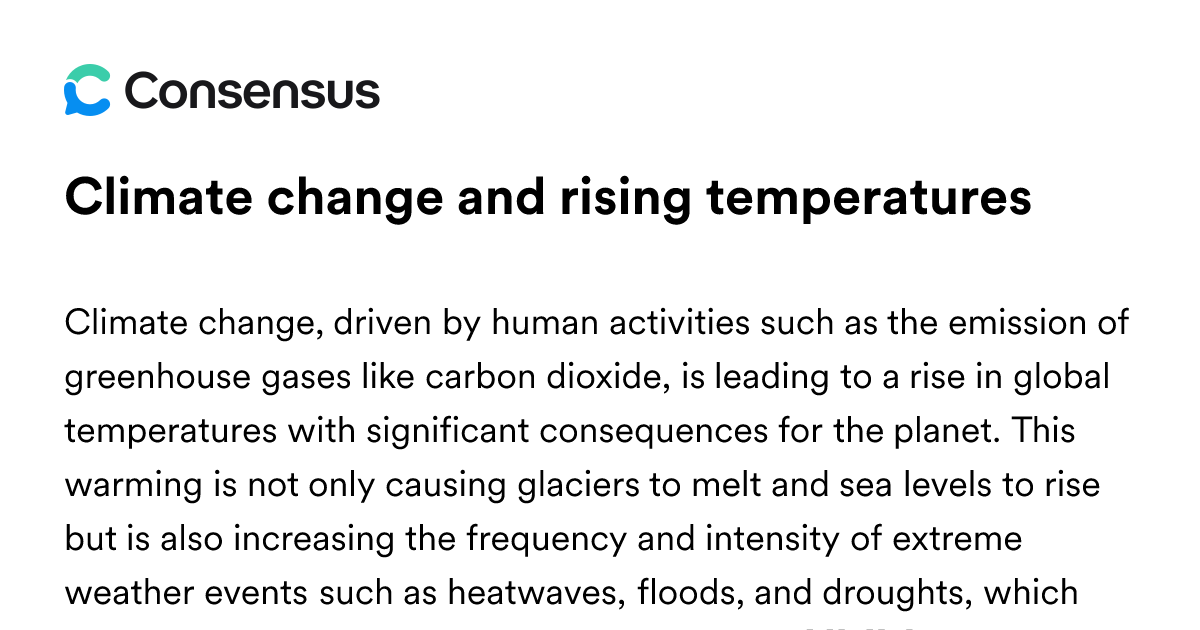 Climate Change And Rising Temperatures - Consensus Academic Search Engine