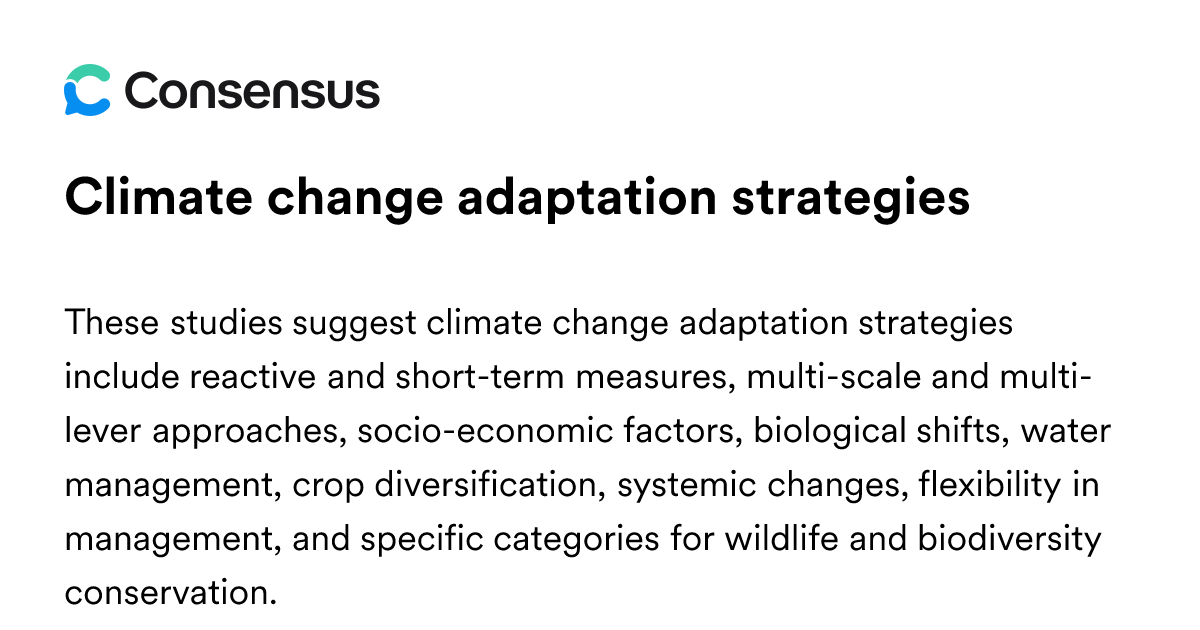 Climate Change Adaptation Strategies - Consensus Academic Search Engine
