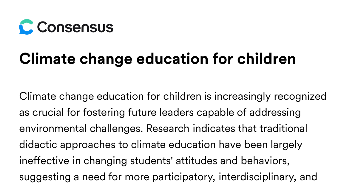Climate Change Education For Children - Consensus Academic Search Engine