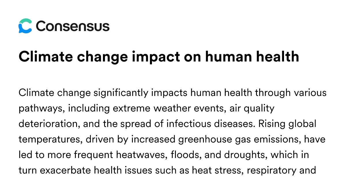 Climate Change Impact On Human Health - Consensus Academic Search Engine